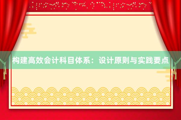 构建高效会计科目体系：设计原则与实践要点